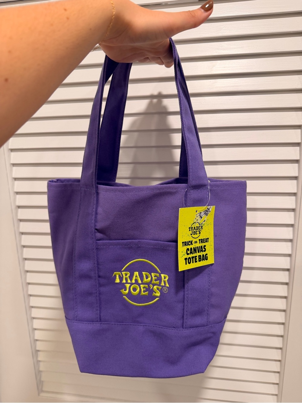 Trader Joe's Purple Canvas Tote Bag
